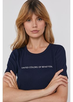 United Colors of Benetton T-shirt bawełniany kolor granatowy ze sklepu ANSWEAR.com w kategorii Bluzki damskie - zdjęcie 154080009