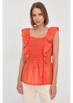 Marella bluzka bawełniana damska kolor pomarańczowy gładka ze sklepu ANSWEAR.com w kategorii Bluzki damskie - zdjęcie 154081756