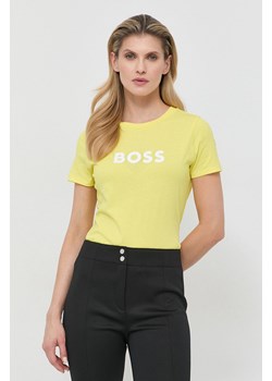 BOSS t-shirt bawełniany kolor żółty 50468356 ze sklepu ANSWEAR.com w kategorii Bluzki damskie - zdjęcie 154082448