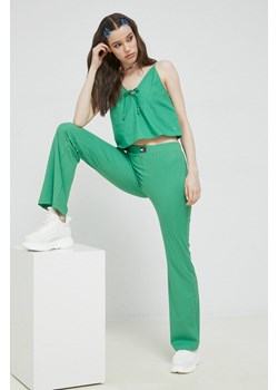 Tommy Jeans bluzka bawełniana damska kolor zielony gładka ze sklepu ANSWEAR.com w kategorii Bluzki damskie - zdjęcie 154083437