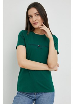 Tommy Hilfiger t-shirt bawełniany kolor zielony ze sklepu ANSWEAR.com w kategorii Bluzki damskie - zdjęcie 154087477