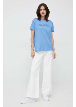 Tommy Hilfiger t-shirt bawełniany kolor niebieski ze sklepu ANSWEAR.com w kategorii Bluzki damskie - zdjęcie 154087496