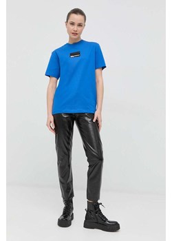Karl Lagerfeld Jeans t-shirt bawełniany kolor niebieski ze sklepu ANSWEAR.com w kategorii Bluzki damskie - zdjęcie 154088195