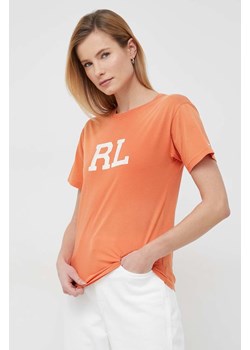 Polo Ralph Lauren t-shirt bawełniany kolor pomarańczowy ze sklepu ANSWEAR.com w kategorii Bluzki damskie - zdjęcie 154088285