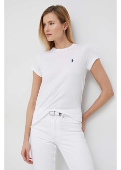 Polo Ralph Lauren t-shirt bawełniany kolor biały 211898698 ze sklepu ANSWEAR.com w kategorii Bluzki damskie - zdjęcie 154088319