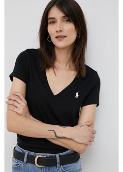 Polo Ralph Lauren t-shirt bawełniany kolor czarny ze sklepu ANSWEAR.com w kategorii Bluzki damskie - zdjęcie 154088368