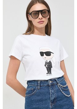 Karl Lagerfeld t-shirt bawełniany kolor biały ze sklepu ANSWEAR.com w kategorii Bluzki damskie - zdjęcie 154089185
