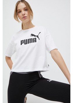 Puma t-shirt damski kolor biały 586866 ze sklepu ANSWEAR.com w kategorii Bluzki damskie - zdjęcie 154089495
