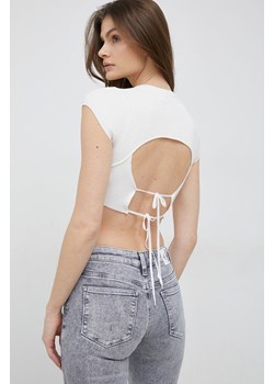 Calvin Klein Jeans top damski kolor biały ze sklepu ANSWEAR.com w kategorii Bluzki damskie - zdjęcie 154092085