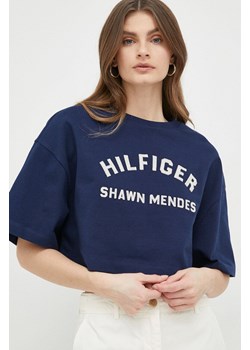 Tommy Hilfiger t-shirt bawełniany x Shawn Mendes kolor granatowy ze sklepu ANSWEAR.com w kategorii Bluzki damskie - zdjęcie 154092749