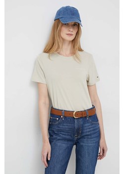 Tommy Hilfiger t-shirt damski kolor beżowy ze sklepu ANSWEAR.com w kategorii Bluzki damskie - zdjęcie 154092897