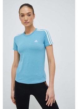adidas t-shirt bawełniany kolor niebieski ze sklepu ANSWEAR.com w kategorii Bluzki damskie - zdjęcie 154093305
