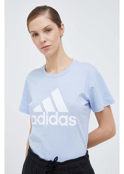 adidas t-shirt bawełniany kolor niebieski ze sklepu ANSWEAR.com w kategorii Bluzki damskie - zdjęcie 154093696
