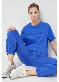 Champion t-shirt bawełniany kolor niebieski ze sklepu ANSWEAR.com w kategorii Bluzki damskie - zdjęcie 154094786