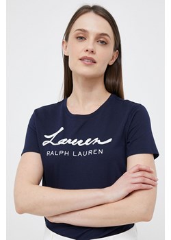 Lauren Ralph Lauren t-shirt damski kolor granatowy ze sklepu ANSWEAR.com w kategorii Bluzki damskie - zdjęcie 154095359
