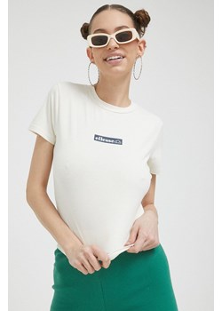 Ellesse t-shirt damski kolor beżowy ze sklepu ANSWEAR.com w kategorii Bluzki damskie - zdjęcie 154095548
