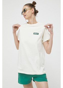 Ellesse t-shirt bawełniany kolor beżowy ze sklepu ANSWEAR.com w kategorii Bluzki damskie - zdjęcie 154095555