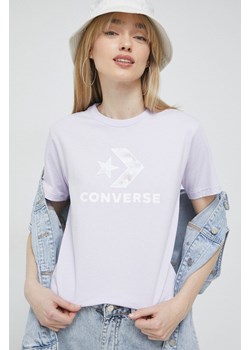 Converse t-shirt bawełniany kolor fioletowy ze sklepu ANSWEAR.com w kategorii Bluzki damskie - zdjęcie 154095697
