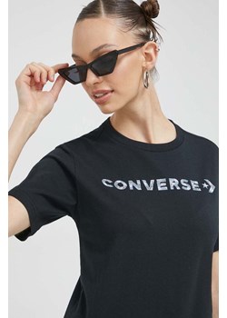 Converse t-shirt bawełniany kolor czarny ze sklepu ANSWEAR.com w kategorii Bluzki damskie - zdjęcie 154095716