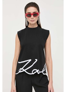 Karl Lagerfeld t-shirt bawełniany kolor czarny ze sklepu ANSWEAR.com w kategorii Bluzki damskie - zdjęcie 154095918