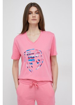 Blauer t-shirt bawełniany kolor różowy ze sklepu ANSWEAR.com w kategorii Bluzki damskie - zdjęcie 154098427