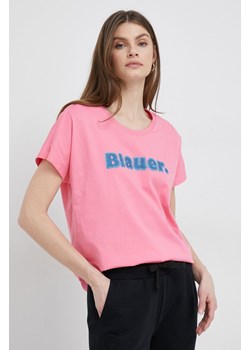 Blauer t-shirt bawełniany kolor różowy ze sklepu ANSWEAR.com w kategorii Bluzki damskie - zdjęcie 154098437