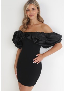 Czarna Sukienka Dopasowana z Falbanami Acore ze sklepu Born2be Odzież w kategorii Sukienki - zdjęcie 154102666
