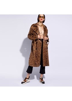 Damski płaszcz dwurzędowy w zwierzęce wzory beżowo-brązowy ze sklepu WITTCHEN w kategorii Płaszcze damskie - zdjęcie 154104058