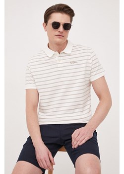 Pepe Jeans polo bawełniane kolor beżowy wzorzysty ze sklepu ANSWEAR.com w kategorii T-shirty męskie - zdjęcie 154167188