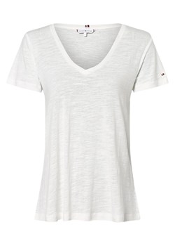 Tommy Hilfiger T-shirt damski z dodatkiem lnu Kobiety len écru jednolity ze sklepu vangraaf w kategorii Bluzki damskie - zdjęcie 154174565