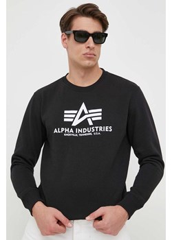 Alpha Industries bluza Basic Sweater męska kolor czarny z nadrukiem 178302.03 ze sklepu ANSWEAR.com w kategorii Bluzy męskie - zdjęcie 154176079