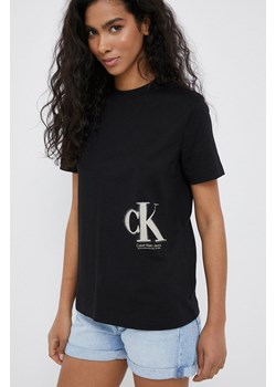 Calvin Klein Jeans t-shirt bawełniany kolor czarny ze sklepu ANSWEAR.com w kategorii Bluzki damskie - zdjęcie 154176288