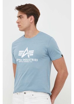 Alpha Industries t-shirt bawełniany kolor niebieski z nadrukiem ze sklepu ANSWEAR.com w kategorii T-shirty męskie - zdjęcie 154176388