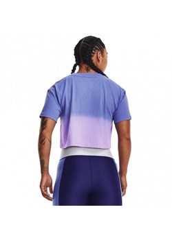 Damski t-shirt z nadrukiem Under Armour UA Branded Dip Dye Crop Short Sleeve - niebieski ze sklepu Sportstylestory.com w kategorii Bluzki damskie - zdjęcie 154180779