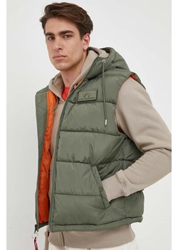 Alpha Industries bezrękawnik męski kolor zielony zimowy 118110.01-SageGreen ze sklepu ANSWEAR.com w kategorii Kamizelki męskie - zdjęcie 154198329