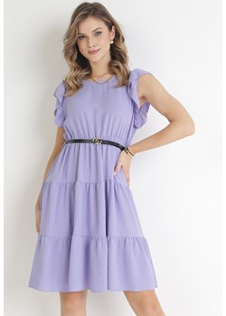Fioletowa Sukienka z Paskiem Laodolea ze sklepu Born2be Odzież w kategorii Sukienki - zdjęcie 154198889