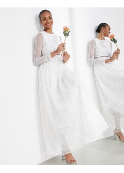ASO EDITION Biała zdobiona suknia cekiny (44) ze sklepu SUPELO w kategorii Sukienki - zdjęcie 154302272