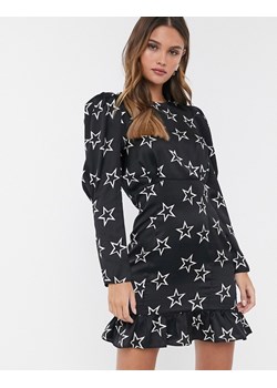 RIV ISL Czarna mini sukienka wzór gwiazdki (32) ze sklepu SUPELO w kategorii Sukienki - zdjęcie 154306588