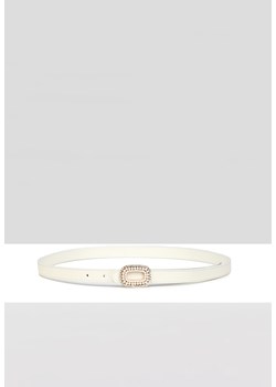 Biały cienki pasek z klamerką z perełkami ze sklepu Molton w kategorii Paski damskie - zdjęcie 154308745