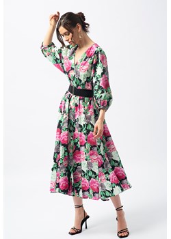 Bawełniana sukienka w peonie midi Leonia ze sklepu Lidia Kalita w kategorii Sukienki - zdjęcie 154309769