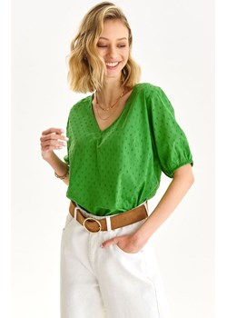 Bawełniana bluzka damska w kolorze zielonym  SBK2857, Kolor zielony, Rozmiar 34, Top Secret ze sklepu Primodo w kategorii Bluzki damskie - zdjęcie 154311998