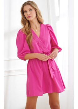 Sukienka damska z kopertowym dekoltem w kolorze różowym SSU4237, Kolor różowy, Rozmiar 38, Top Secret ze sklepu Primodo w kategorii Sukienki - zdjęcie 154312048