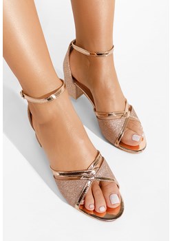 Szampańskie sandały na słupku Aniela V2 ze sklepu Zapatos w kategorii Sandały damskie - zdjęcie 154320827