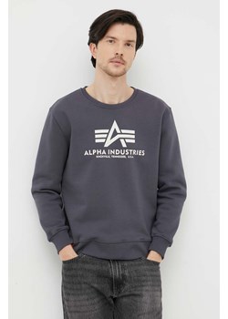 Alpha Industries bluza męska kolor szary z nadrukiem 178302.136-GreyBlack ze sklepu ANSWEAR.com w kategorii Bluzy męskie - zdjęcie 154331875