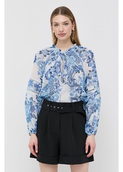 Guess bluzka damska kolor niebieski wzorzysta ze sklepu ANSWEAR.com w kategorii Bluzki damskie - zdjęcie 154335996