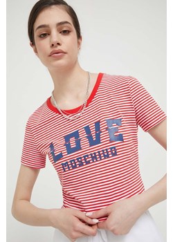 Love Moschino t-shirt damski kolor czerwony ze sklepu ANSWEAR.com w kategorii Bluzki damskie - zdjęcie 154363056