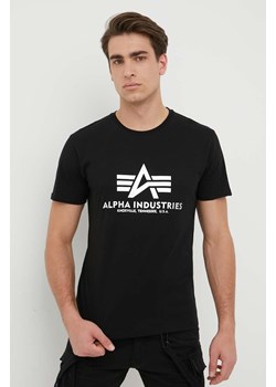 Alpha Industries t-shirt bawełniany Basic T-Shirt Foil Print kolor czarny z nadrukiem 100501FP.530 ze sklepu ANSWEAR.com w kategorii T-shirty męskie - zdjęcie 154377097