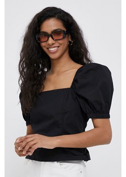 Dkny bluzka bawełniana damska kolor czarny gładka ze sklepu ANSWEAR.com w kategorii Bluzki damskie - zdjęcie 154389795