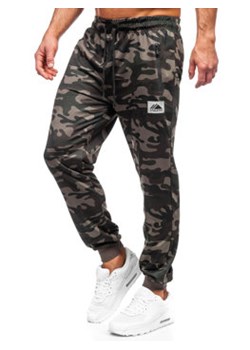 Khaki spodnie męskie joggery dresowe moro Denley JX6186 ze sklepu Denley w kategorii Spodnie męskie - zdjęcie 154397846