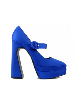 Niebieskie buty na platformie na wysokim obcasie ze sklepu Kokietki w kategorii Czółenka - zdjęcie 154399717